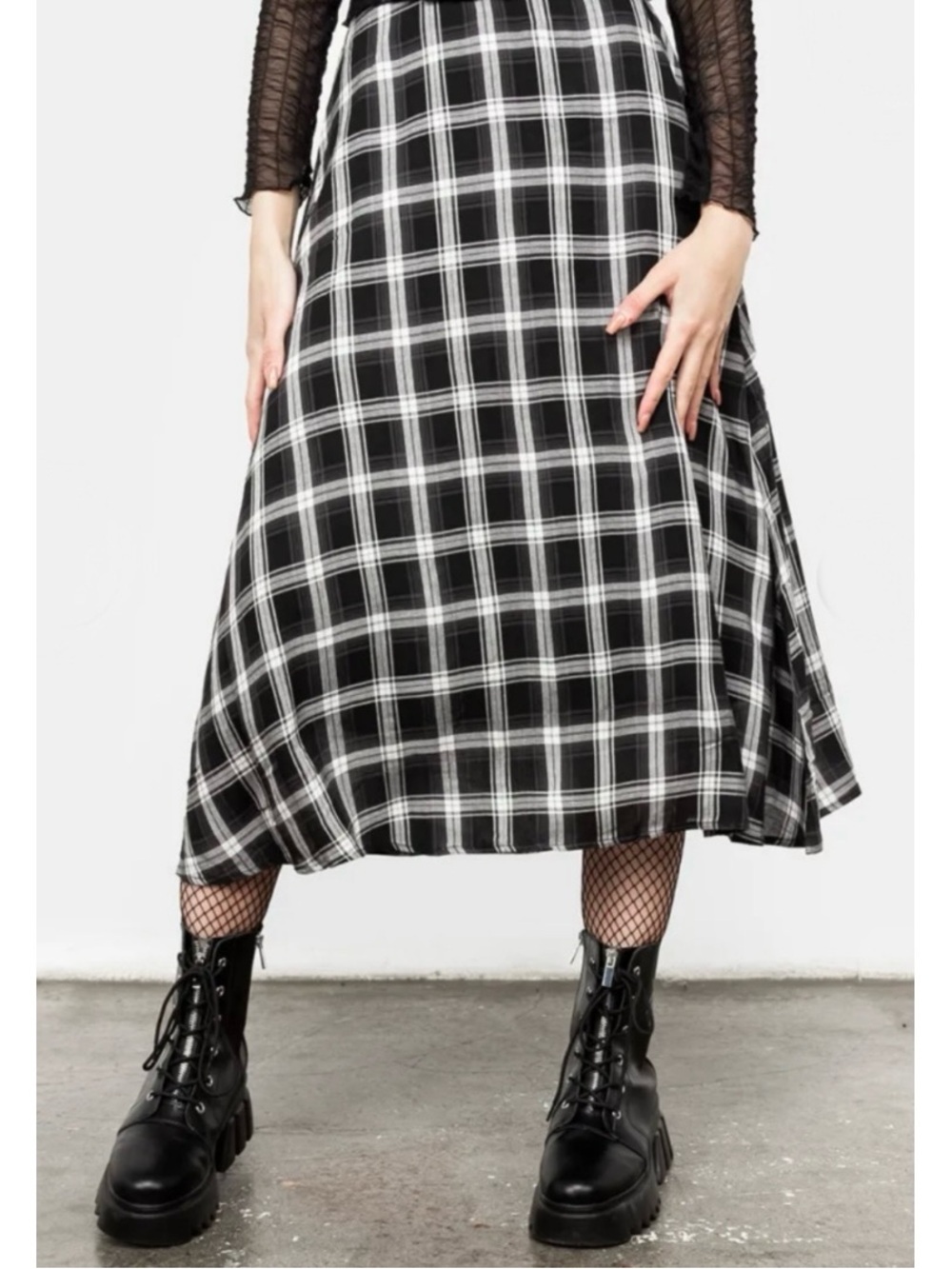 Disturbia Plaid Flannel Midi Skirt 8